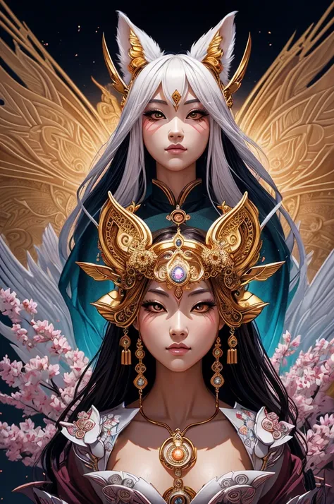 Anthropomorphic feminine kitsune enchantress. Official Art – An Award-Winning Digital Masterpiece In 4K Ultra HD, Extreme Detail And Intricate Realism. Symmetrical Face. This Concept Art Brought To Life By The Hands Of Artists Like Wlop & Artgerm In A Stun...