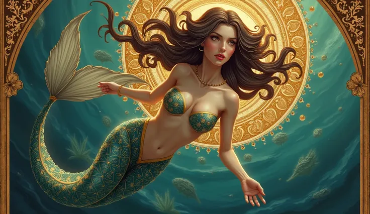  image, 9:16, a beautiful mermaid with Byzantine style inspired, full body, face detailed,  Intricate pattern, Detail part, Dynamic pose, Detailed background, Dynamic light, personalize d6adrx --stylize300 --