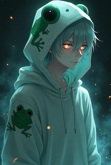 Male anime ghost character with frog hoodie 