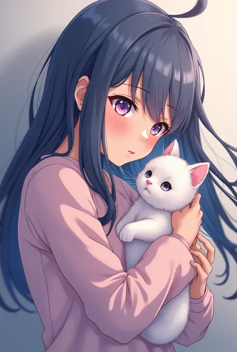 Hinata hiuga with a kitten,Masterpiece artwork, best qualityer, anatomically correcte, detail, details altos, ultra HD, high qualiy, precise, high resolution, high resolution, アニメ, 