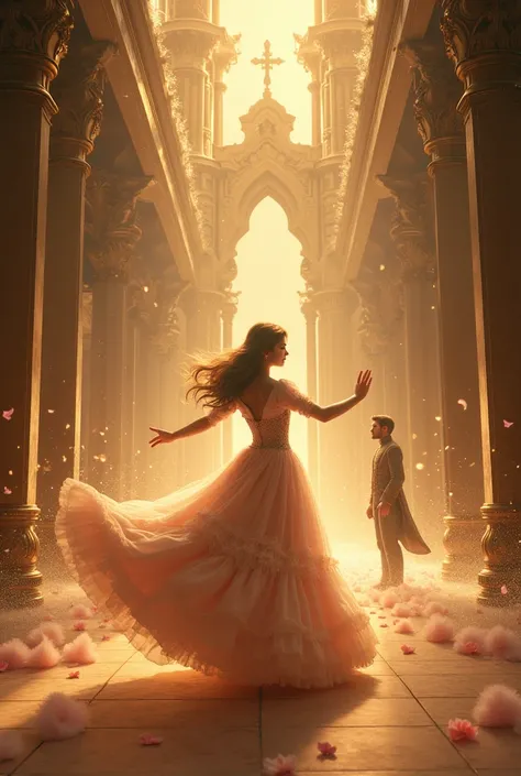 Beautiful world　((((((Fantasy novels))))) Pale pink feathers and stardust fall down　Golden world　The beautiful person dancing gorgeously in the beautiful and magnificent castle　The beautiful prince watching it from afar　(((Love story)))) His costume is a l...