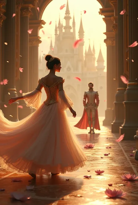 Beautiful world　((((((Fantasy novels))))) Pale pink feathers and stardust fall down　Golden world　The beautiful person dancing gorgeously in the beautiful and magnificent castle　The beautiful prince watching it from afar　(((Love story)))) His costume is a l...