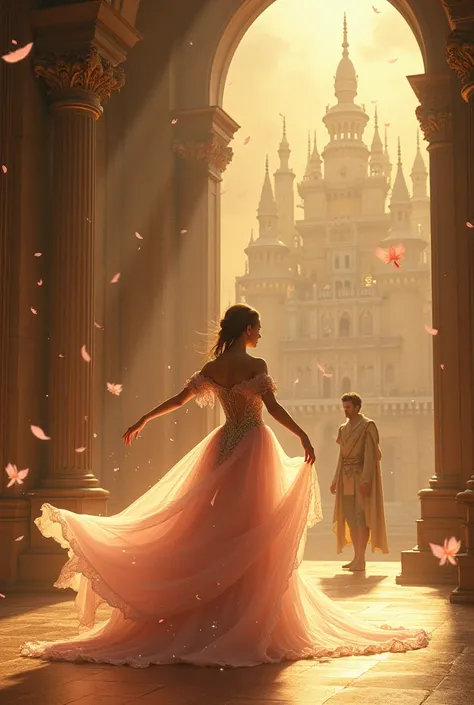 Beautiful world　((((((Fantasy novels))))) Pale pink feathers and stardust fall down　Golden world　The beautiful person dancing gorgeously in the beautiful and magnificent castle　The beautiful prince watching it from afar　(((Love story)))) His costume is a l...