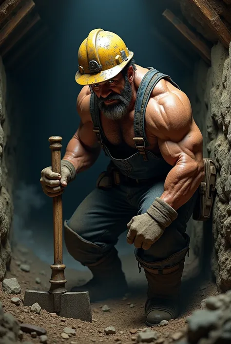 A miner with his helmet
