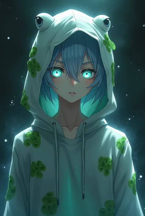 Male anime ghost character with frog hoodie 