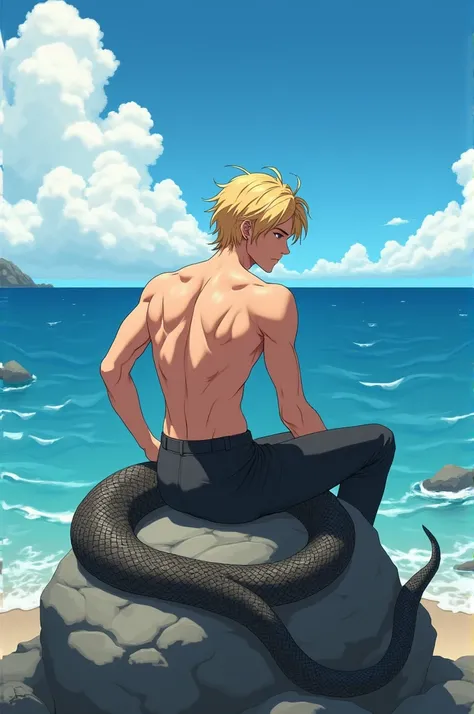 ((Hombre con de la cintura hacia abajo de  serpiente the man with blond hair and handsome)),((anatomically correct)),((with a landscape at sea)),((posing on a rock))
((lying on the rock)),((the man with blond hair and handsome)),((Create the anime image))