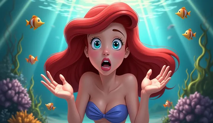 mermaid Ariel with a very surprised expression