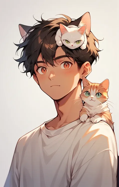 score_9, score_8_up, score_7_up, score_6_up,  p3tl0v3, 1boy, cat, cat on head