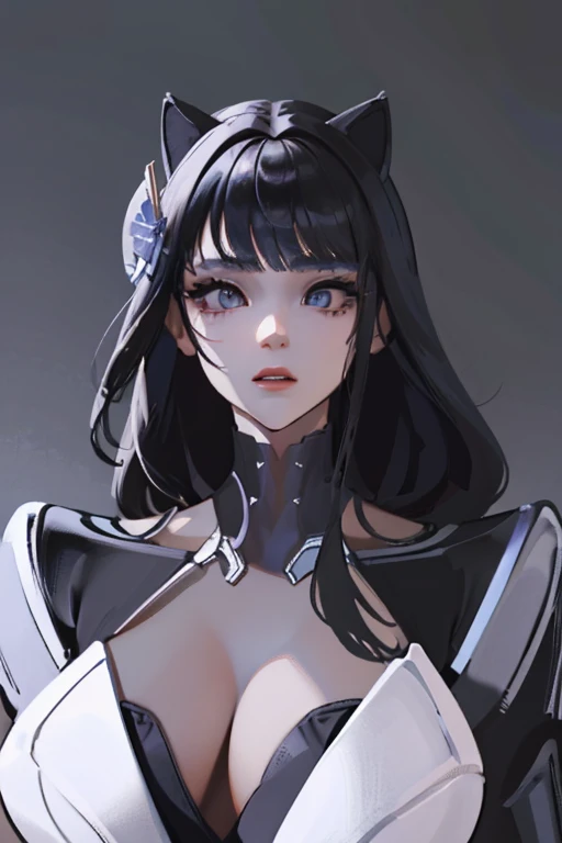 (masterpiece),(Highest quality),(Super detailed),(Best illustrations),(Best Shadow),(Absurd),(Detailed Background),(so beautiful), 16K, 8K, 4K,(Best Shadow),empty eyes,robotization,woman ,big bust,Robot Joint ,Metal skin,Black Suit,long hair,a black suit t...