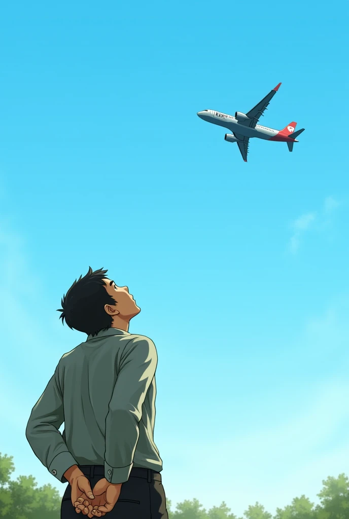 a person looking at the plane 