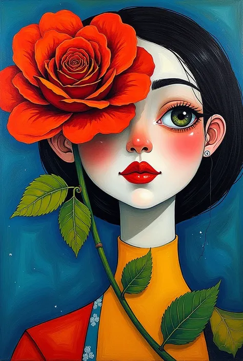 (style of Oskar Kokoschka:1.2),(abstract expressionism art:1.2),girl,plants,love,rose for eyes,bright color theme,colorful,visually stunning,beautiful,gorgeous,emotional,intricate,perferct shading