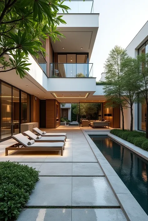 Gym in the courtyard of a modern mansion