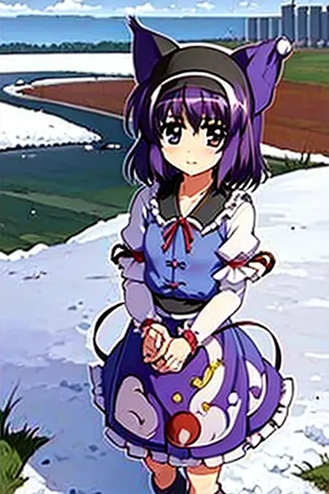 (((Touhou, Kurotani Yamame, snowy plains, costume, Tsukimura Suzuka)))