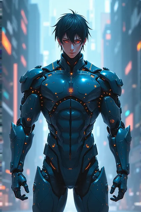 A technological man using nanotechnology, anime version 