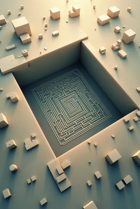 Make a square seen from above and make it look like a labyrinth inside but give it a touch of music inside the labyrinth 