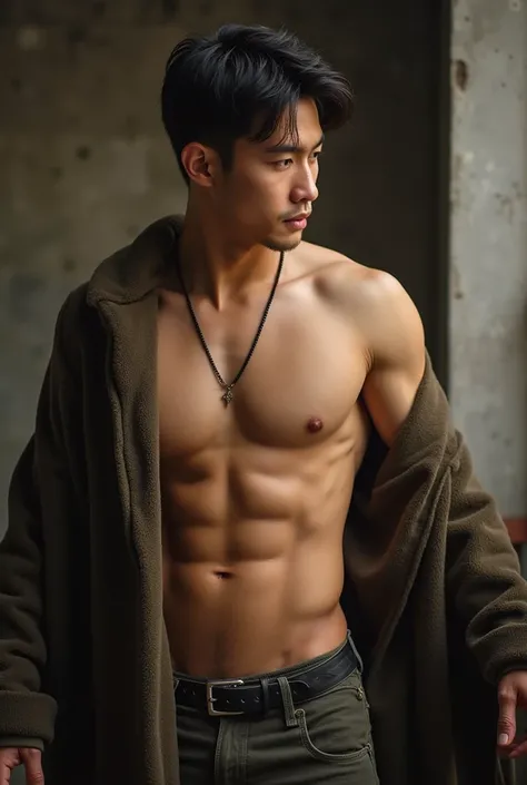 Some thugs grabbed a Korean hottie，Take off all his clothes，Touch his body parts