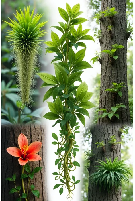 5 images of plants  (terrestrial, creeping, aquatic, climbers, epiphytes and etc..) where it appears if its respective taxonomy