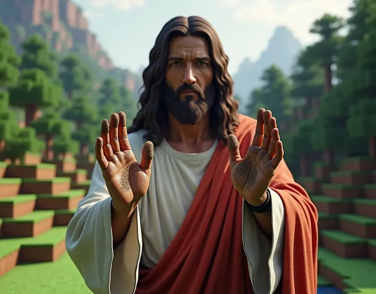 We need such an image of Minecraft that Jesus has both bad nails and dirty too, high quality Minecraft ai image minecraft ai High quality ai image