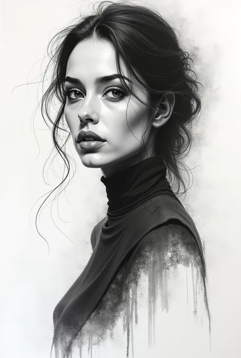 charcoal sketch of a beautiful female figure