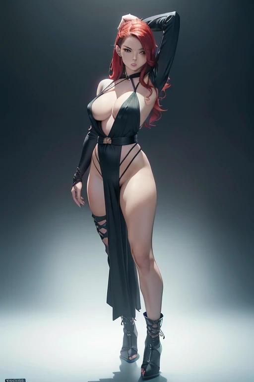 ((masterpiece, best quality, ultra-detailed, ultra-HD, photorealistic, cinematic)), (alluring female ninja), (surrealism), (wide shot, full body view:1.5), perfect body, sexy body, perfect face, perfect hands, delicate face, large cleavage, round ass, long...