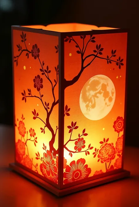 Create a 30cm tall mid-autumn lantern design with lovely motifs