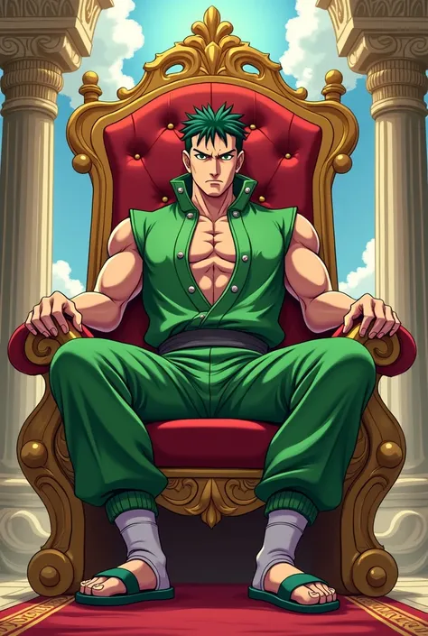 Might guy from naurto sitting on throne 