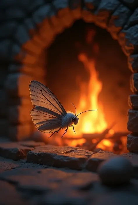 Small moth fly to the glazing fire