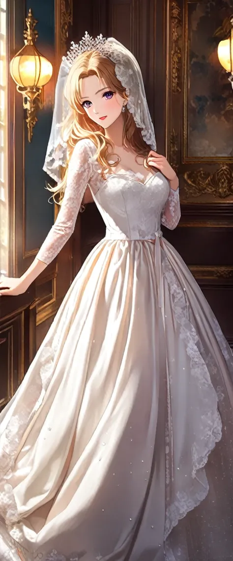 High resolution, adult woman , Sit on a chair、Dripping Sweat、good lighting, despicable, (((yellow wedding dress))), ((veil)), ((())), (garter belt), abdomen only, (),  ,  cute face, I&#39;m embarrassed and blush, humiliating, ((turn around and look back)),...