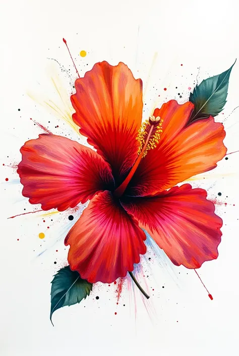 abstract painted hibiscus flower with white background 
