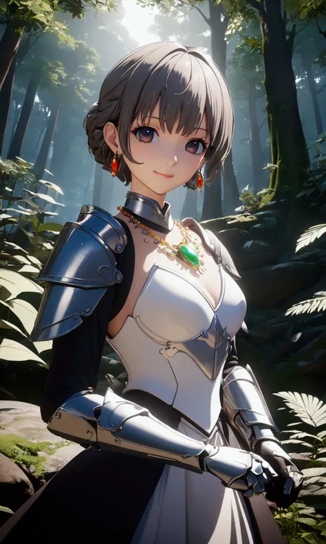 ((Highest quality、masterpiece、best quality,unreal engine,unity 8k wallpaper,anime style,animation style、High resolution、8k、detailed、ultra-detailed,upper body:1.3)),smile, adult woman,Dynamic movement,Western-style large room,Beautiful gemstone necklace、Exq...