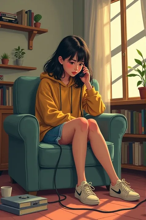 A lofi girl talking on the phone 