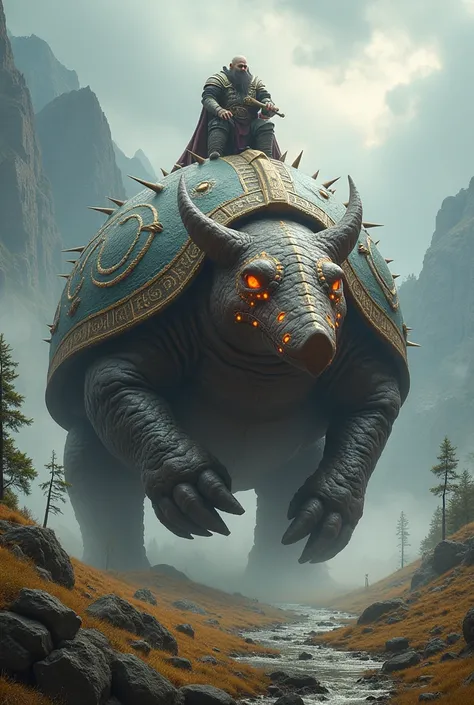 A gigantic mythos like armadillo of Epic proportions, as a moving fortress for a mythic dwarf 