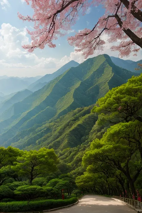 Jinshan Mountain is rolling and lined with green trees.