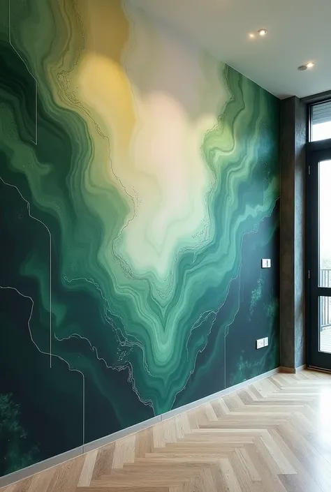 I need a creative wall painting ideas using only green,black and grey