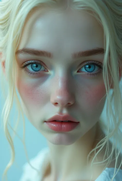 A blonde with naked blue eyes