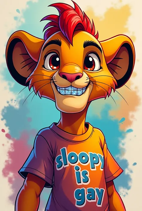 Kid simba with diamond grillz and a t-shirt that says sloopy is gay