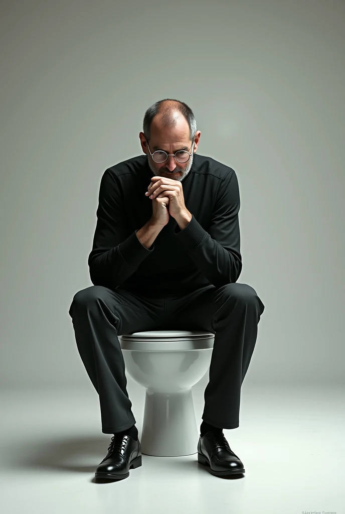 Surreal、Steve Jobs、Sitting on the toilet in the style of the thinker。