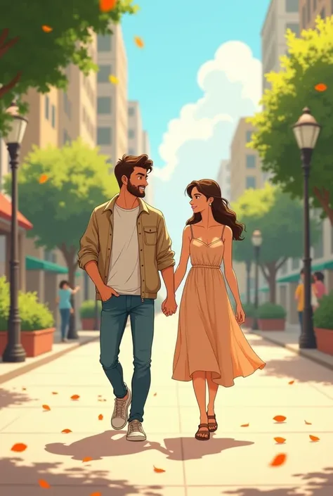 A man walking animation with her girlfriend 