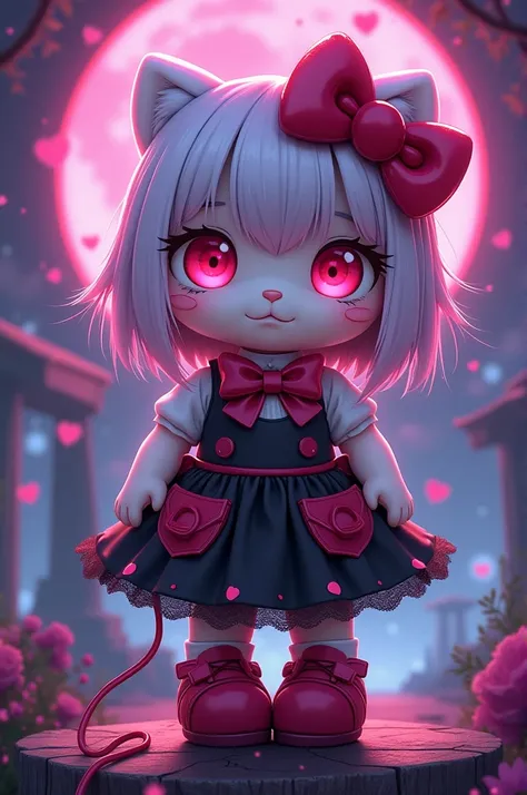 Anime hello kitty that is a goth bimbo play video games 