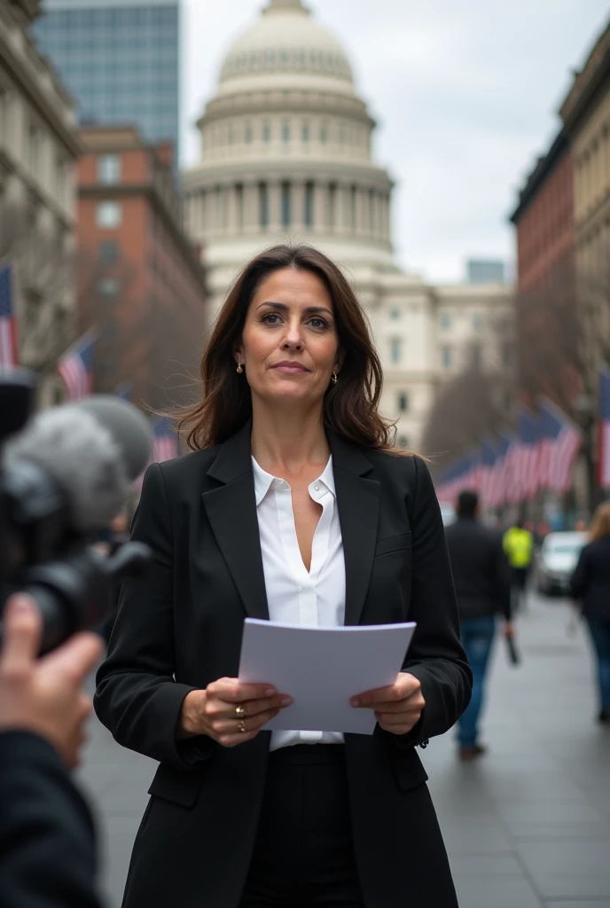 Woman making a news story for a newspaper 