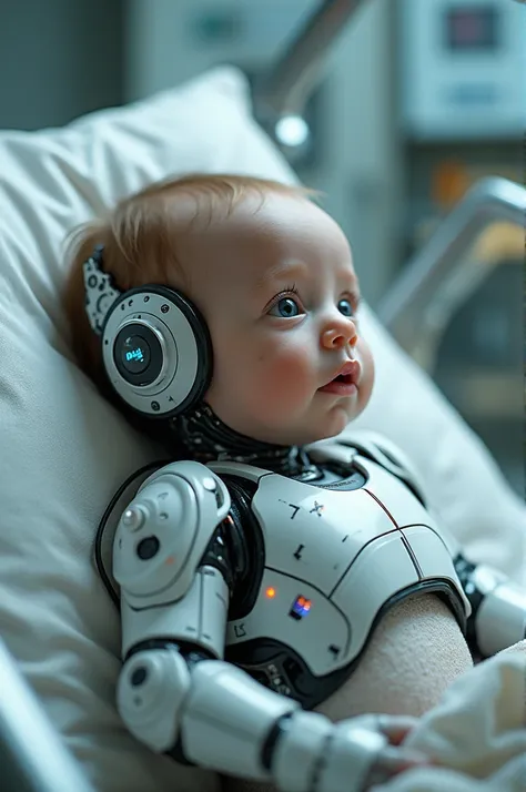 A cyborg new born baby
