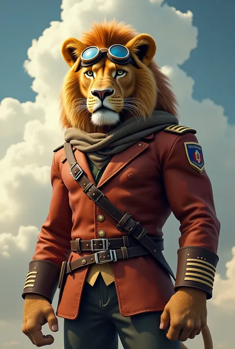 A Lion in pilot costume 