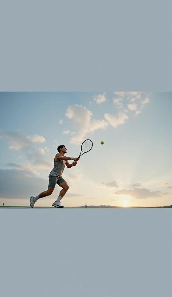 HE IS PLAYING TENNIS