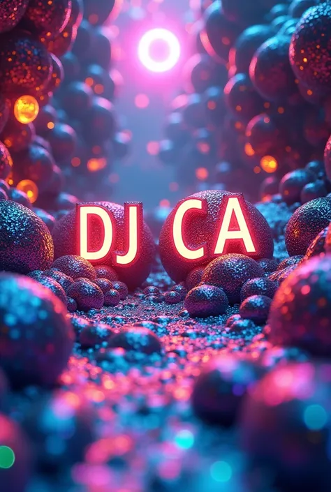 Dance music album cover with psychedelic 3D image With the name Dj CA highlighted in the middle of the cover