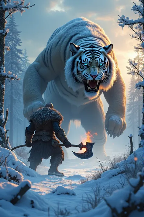 To create an image that could surpass the Midjourney art you provided, while keeping a similar theme of epic confrontation in a harsh, wintry environment, heres a carefully crafted prompt:

**Epic Confrontation in the Frozen Wilderness:**

*"Create an awe-...