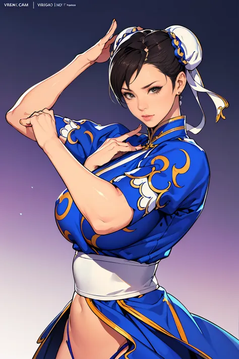 ((a woman modeled after the character chun-li)), , medium hips, bright eyes, very flashy,huge breasts, puffy nipples, tight, ((u...