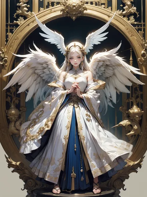 (designed by nty:1.4),full length portrait of 1 , design de personagem de yoshitaka amano,only,angelic, symmetric beauty, the an...