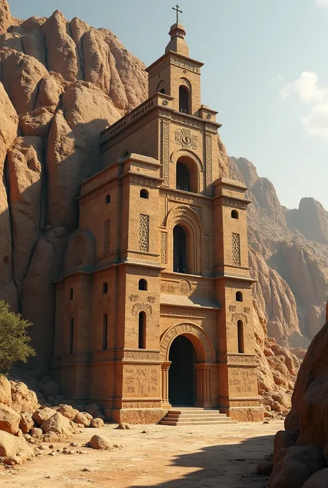 imagine: a church built from only rock by drilling, its roof like lalibela Ethiopian church.