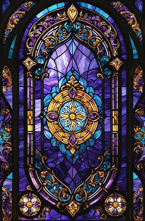 a picture of a stained glass window, intricate art, vector art, by Mario Dubsky, stained glass art, amethyst stained glass, detailed art in color, by Robert Richenburg, by Adrienn Henczné Deák