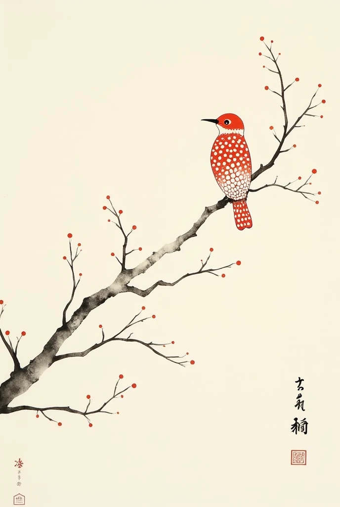 2d，flat，Cloisonné enamel，Chinese style，modern Art，Fine-brush Painting，Chinese aesthetics，Printing pattern，Color ink，(Polka dot art，((Dot：1.9))，Freehand，artistic conception，Wu Guanzhong&#39;s artistic style)，Minimalism，Birch，Elegant and soft tones